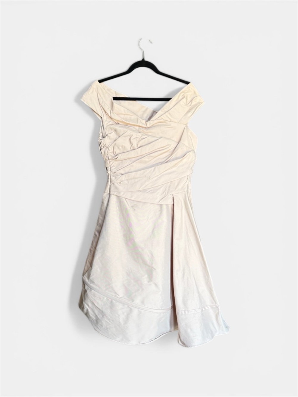 Lilith asymmetrical off the shoulder beige dress